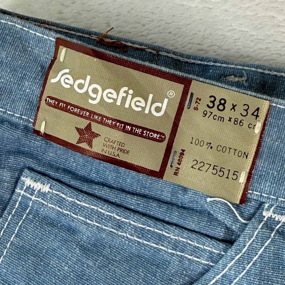 Vintage Sedgefield Blue Cotton Straight Leg Jeans‎ 38x34 NWT Made in USA READ